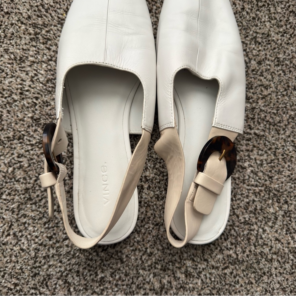 Vince White Leather Sling Back Flats - Picture 3 of 5